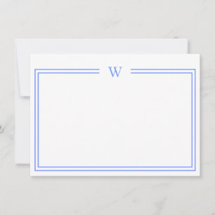 Luxe Initiaal Personal Stationery Blue Notitiekaartje