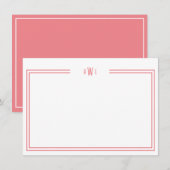 Luxe Initiaal Personal Stationery Coral Notitiekaartje (Voorkant / Achterkant)