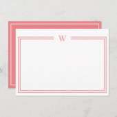 Luxe Initiaal Personal Stationery Coral Notitiekaartje (Voorkant / Achterkant)