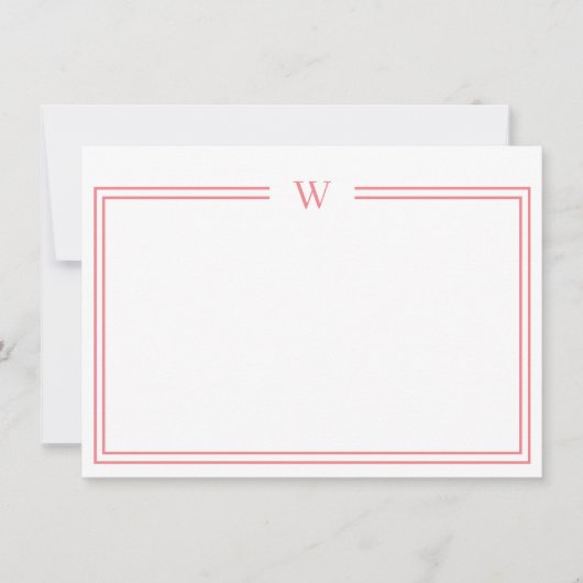 Luxe Initiaal Personal Stationery Coral Notitiekaartje (Voorkant)