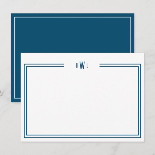 Luxe Initiaal - Persoonlijke artikelen Blauwgroen Notitiekaartje (Voorkant / Achterkant)