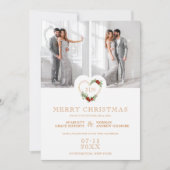 Luxe Initialen Floral Kerstmis Hart 2 Foto's Save The Date (Voorkant)