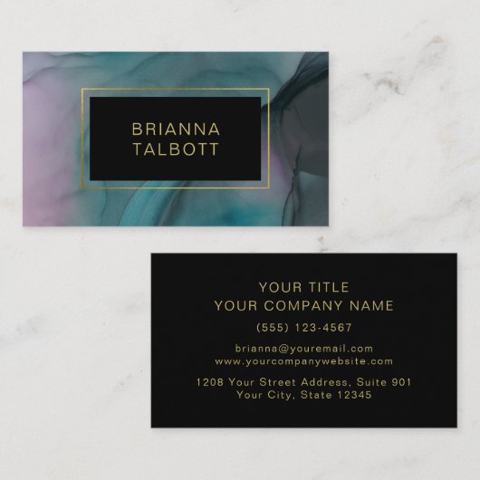 Luxe Inkt Wash Jewel Tones Marble Pattern Visitekaartje (Voorkant / Achterkant)