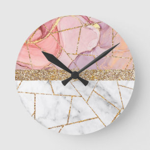 Luxe Interieur Marmer Steen Glitter Ronde Klok