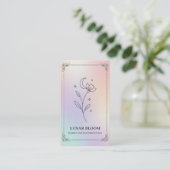 Luxe Iridescente Holografische Bloem QR-code Visitekaartje (Staand voorkant)