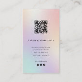 Luxe Iridescente Holografische Bloem QR-code Visitekaartje (Achterkant)