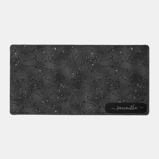 Luxe Iriserend zwart patroon wit sprankelt Bureaumat (Voorkant)