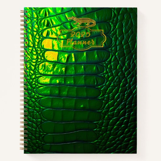 Luxe iriserende groene faux krokodil notitieboek (Voorkant)