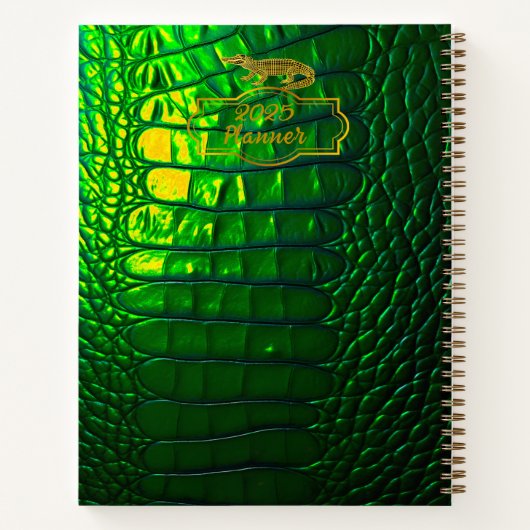 Luxe iriserende groene faux krokodil notitieboek (Achterkant)