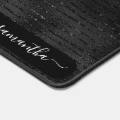 Luxe Iriserende zwarte strepen wit sprankelt Bureaumat (Hoek)