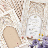 Luxe islamitisch geïnspireerde bruiloft goudfolie folie uitnodiging