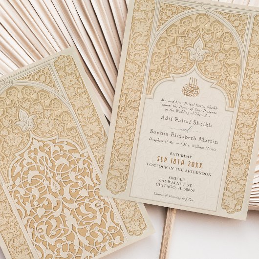 Luxe islamitische bruiloft  Arabesk ontwerp Kaart