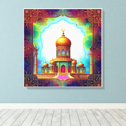 Luxe islamitische moskee kunstwerk canvas afdruk (Insitu (Houten vloer))