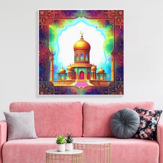 Luxe islamitische moskee kunstwerk canvas afdruk (Insitu (Woonkamer))