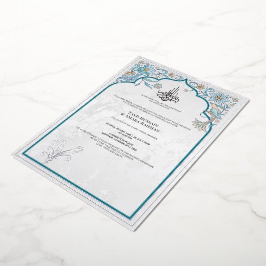 Luxe islamitische trouw-foilie uitnodiging (Gedraaid)