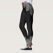 Luxe Italiaans kanten patroon wit op zwart Leggings (Links)