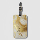 Luxe ivoor en goud gemarmerd bagagelabel (Voorkant (verticaal))