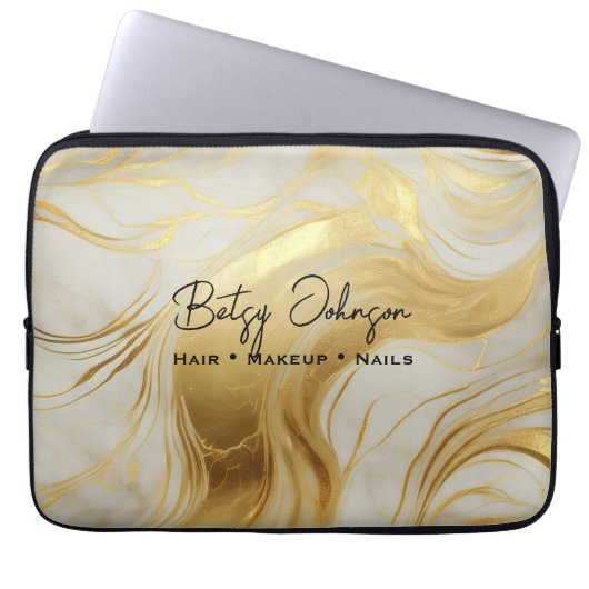 Luxe ivoor en goud gemarmerde elektronica tas (Voorkant)