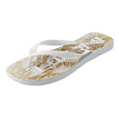 Luxe Ivoor en Gouden Palm Bruid Teenslippers (Schuin)