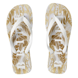 Luxe Ivoor en Gouden Palm Bruid Teenslippers