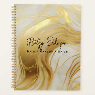 Luxe ivoor en goudfolie gemarmerd planner