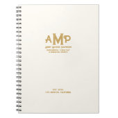 Luxe Ivoor Goud 3 Letter Monogram Zakelijk Logo Notitieboek (Voorkant)