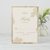 Luxe ivoor goud glitter blad bloemenbruiloft RSVP Kaart (Staand voorkant)