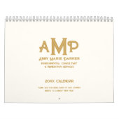Luxe Ivoor Goud Monogram Logo Fotobedrijf Kalender (Hoes)