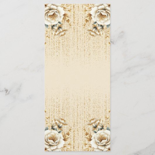 Luxe Ivoor & Goud Quinceañera Menu (Achterkant)