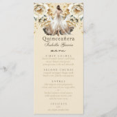 Luxe Ivoor & Goud Quinceañera Menu (Voorkant)