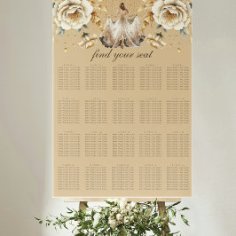 Luxe Ivoor & Goud Quinceañera Zitkaarten Poster
