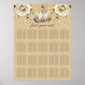 Luxe Ivoor & Goud Quinceañera Zitkaarten Poster (Voorkant)