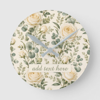 Luxe Ivoor Roos & Salie Groene Eucalyptus Trouwen Ronde Klok
