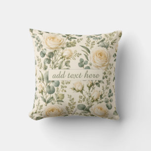 Luxe Ivoren Roos & Salie Groene Eucalyptus Bruilof Kussen