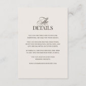 Luxe Ivory and Dark Brown | Wedding Guest Details Informatiekaartje (Voorkant)