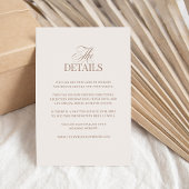Luxe Ivory and Mocha Taupe | Wedding Guest Details Informatiekaartje