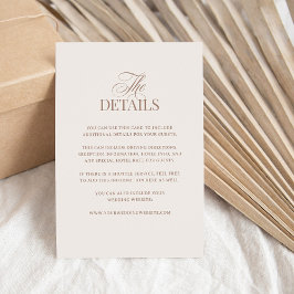 Luxe Ivory and Mocha Taupe | Wedding Guest Details Informatiekaartje