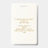 Luxe Ivory Gold 3 Letter Monogram Logo Medewerker Badge (Achterkant)