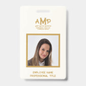 Luxe Ivory Gold 3 Letter Monogram Logo Medewerker Badge (Voorzijde)