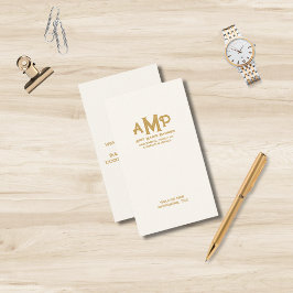 Luxe Ivory Gold 3-letterige monogram Business Logo Visitekaartje