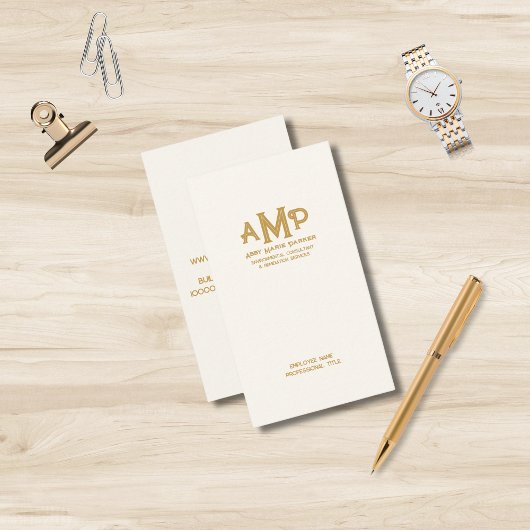 Luxe Ivory Gold 3-letterige monogram Business Logo Visitekaartje