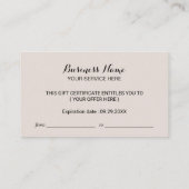 Luxe Ivory Gold Glitter Salon Cadeaubonnen Kortingskaartje (Achterkant)