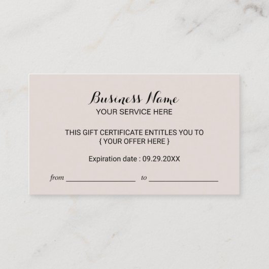 Luxe Ivory Gold Glitter Salon Cadeaubonnen Kortingskaartje (Achterkant)