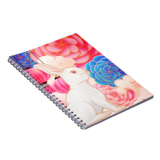 Luxe Jaar van het Konijn op Roze & Gouden Bloemen Notitieboek (Rechterzijde)