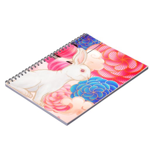 Luxe Jaar van het Konijn op Roze & Gouden Bloemen Notitieboek (Linkerzijde)