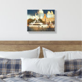 Luxe Jacht Muurkunst Kust Haven Scene Canvas Afdruk (Insitu (Slaapkamer))