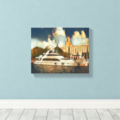 Luxe Jacht Muurkunst Kust Haven Scene Canvas Afdruk (Insitu (Houten vloer))
