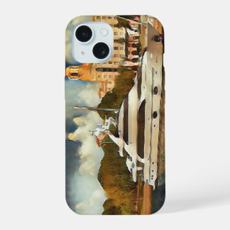 Luxe Jacht Muurkunst Kust Haven Scene iPhone 15 Case