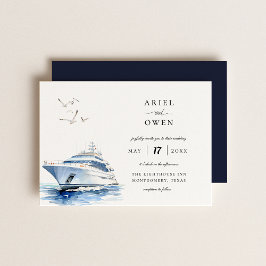 Luxe jacht nautisch thema trouwen kaart