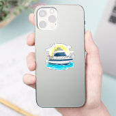 Luxe jacht varen onder zonnige hemel sticker (Telefoon)